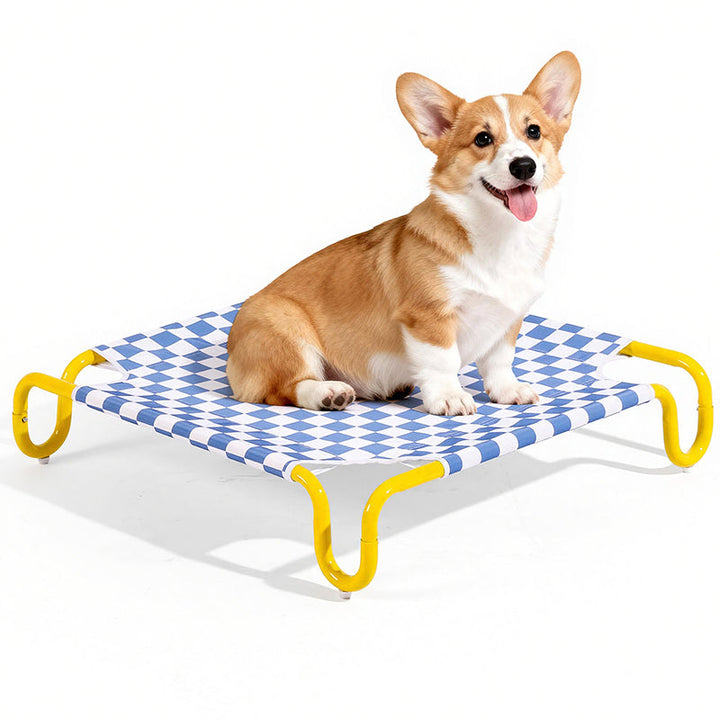 Contemporary Creative Square Checkered Design Oxford Fabric Iron Cat Bed &amp; Dog Bed For Bedroom