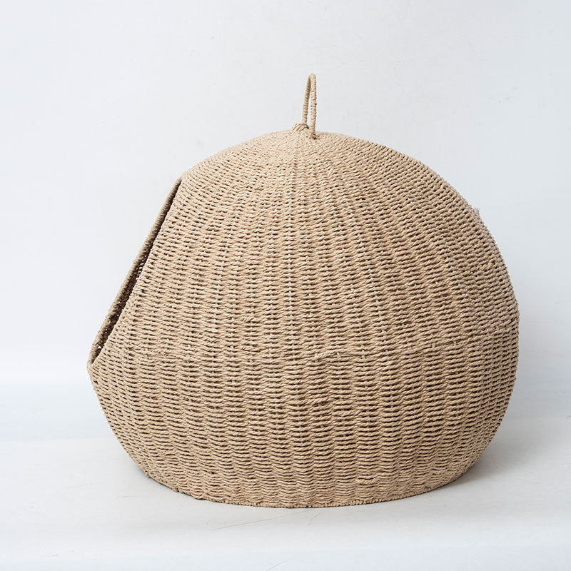 Modern Minimalist Round Spherical Paper Rope Iron Handle Cat Bed For Bedroom