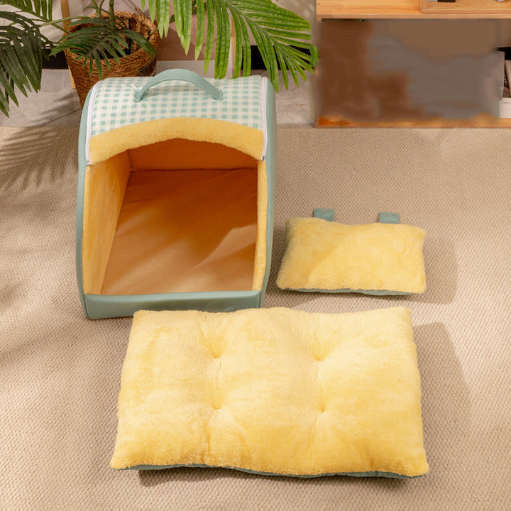 Modern Minimalist Crystal Velvet Sponge Rectangular Arch Cat Bed For Living Room &amp; Bedroom
