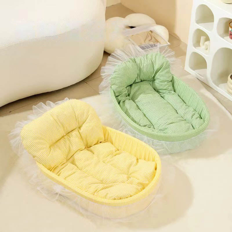 Modern Minimalist Polyester Sponge Oval Cat Bed For Living Room &amp; Bedroom