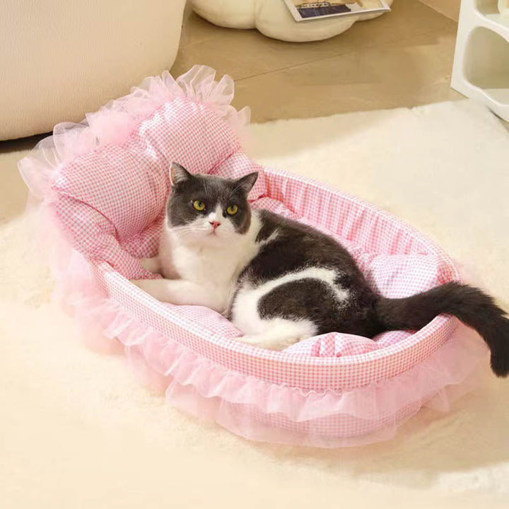 Modern Minimalist Polyester Sponge Oval Cat Bed For Living Room &amp; Bedroom