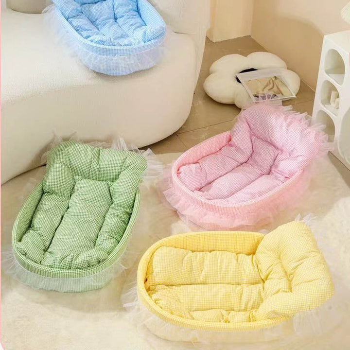 Modern Minimalist Polyester Sponge Oval Cat Bed For Living Room &amp; Bedroom