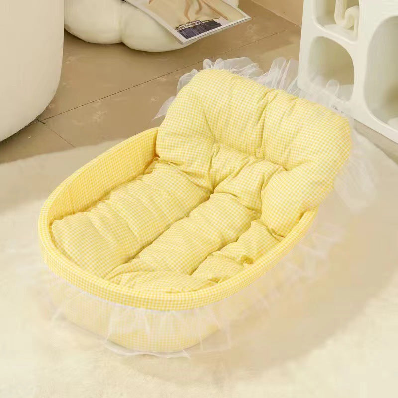 Modern Minimalist Polyester Sponge Oval Cat Bed For Living Room &amp; Bedroom