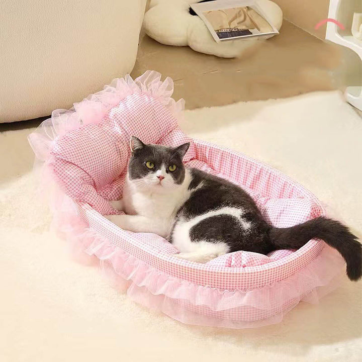 Modern Minimalist Polyester Sponge Oval Cat Bed For Living Room &amp; Bedroom