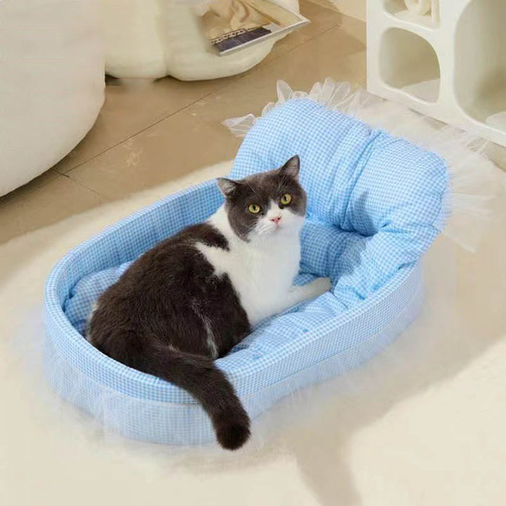 Modern Minimalist Polyester Sponge Oval Cat Bed For Living Room &amp; Bedroom