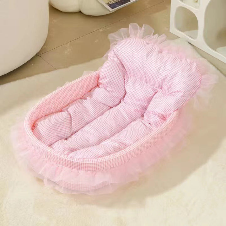 Modern Minimalist Polyester Sponge Oval Cat Bed For Living Room &amp; Bedroom