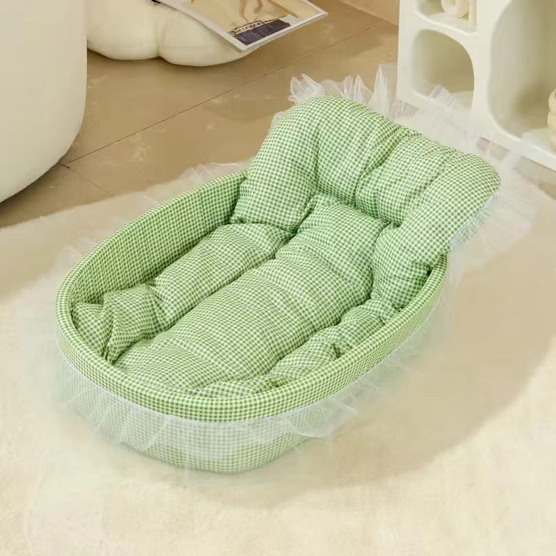 Modern Minimalist Polyester Sponge Oval Cat Bed For Living Room &amp; Bedroom