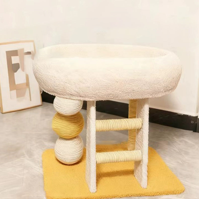 Modern Minimalist MDF Velvet Sisal Rectangular Cat Tree &amp; Condos 1-Condo 1-Ladder 2-Scratching Post For Living Room