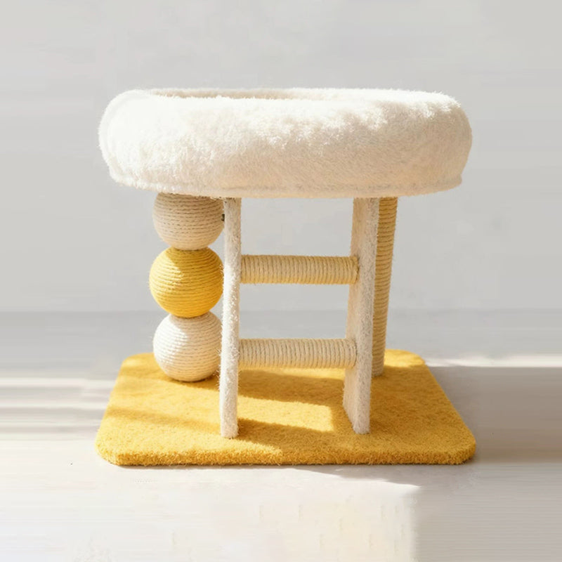 Modern Minimalist MDF Velvet Sisal Rectangular Cat Tree &amp; Condos 1-Condo 1-Ladder 2-Scratching Post For Living Room