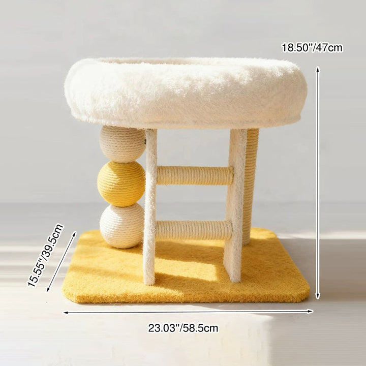 Modern Minimalist MDF Velvet Sisal Rectangular Cat Tree &amp; Condos 1-Condo 1-Ladder 2-Scratching Post For Living Room