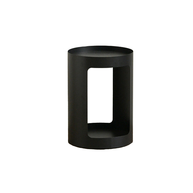 Modern Minimalist Cylindrical Iron Side Table 2-Tier For Living Room