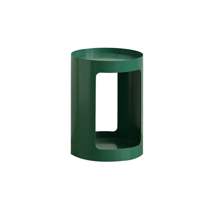 Modern Minimalist Cylindrical Iron Side Table 2-Tier For Living Room