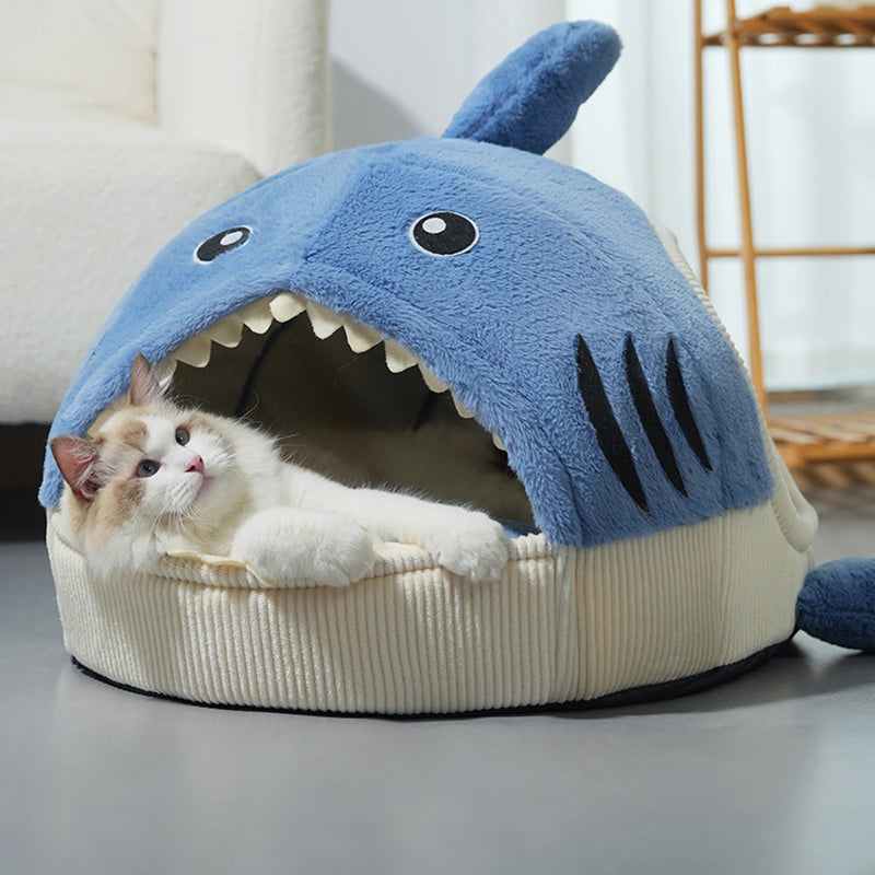 Contemporary Creative Little Shark Rabbit Fur PP Cotton Cat Bed Dog Bed For Bedroom