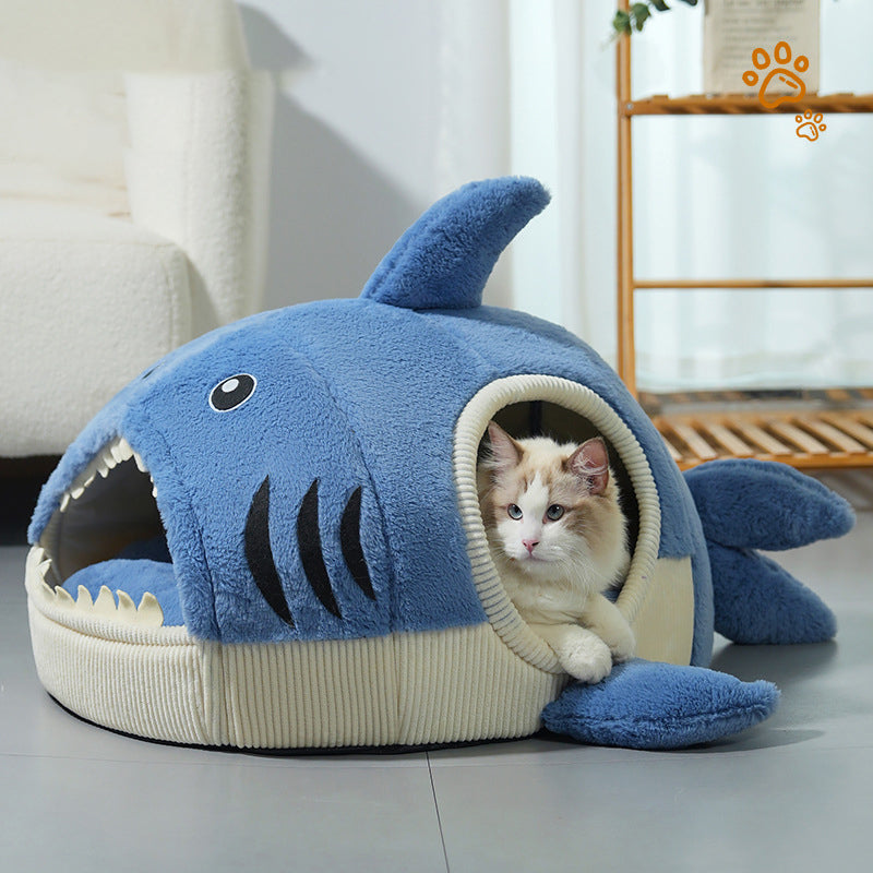 Contemporary Creative Little Shark Rabbit Fur PP Cotton Cat Bed Dog Bed For Bedroom