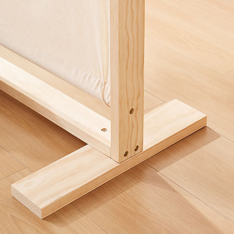 Traditional Chinese Rectangular Solid Wood Linen Fabric Room Divider For Living Room
