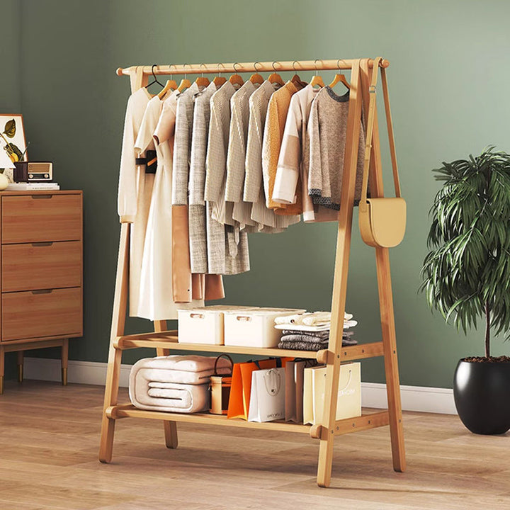 Contemporary Scandinavian Rectangular Triangle Nan Bamboo Hall Tree 1/2 Tier For Bedroom &amp; Entryways