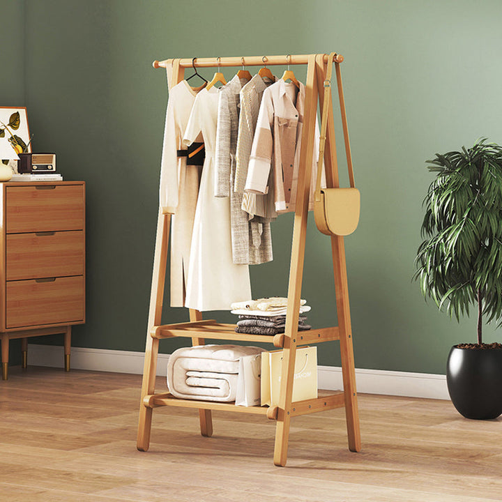Contemporary Scandinavian Rectangular Triangle Nan Bamboo Hall Tree 1/2 Tier For Bedroom &amp; Entryways