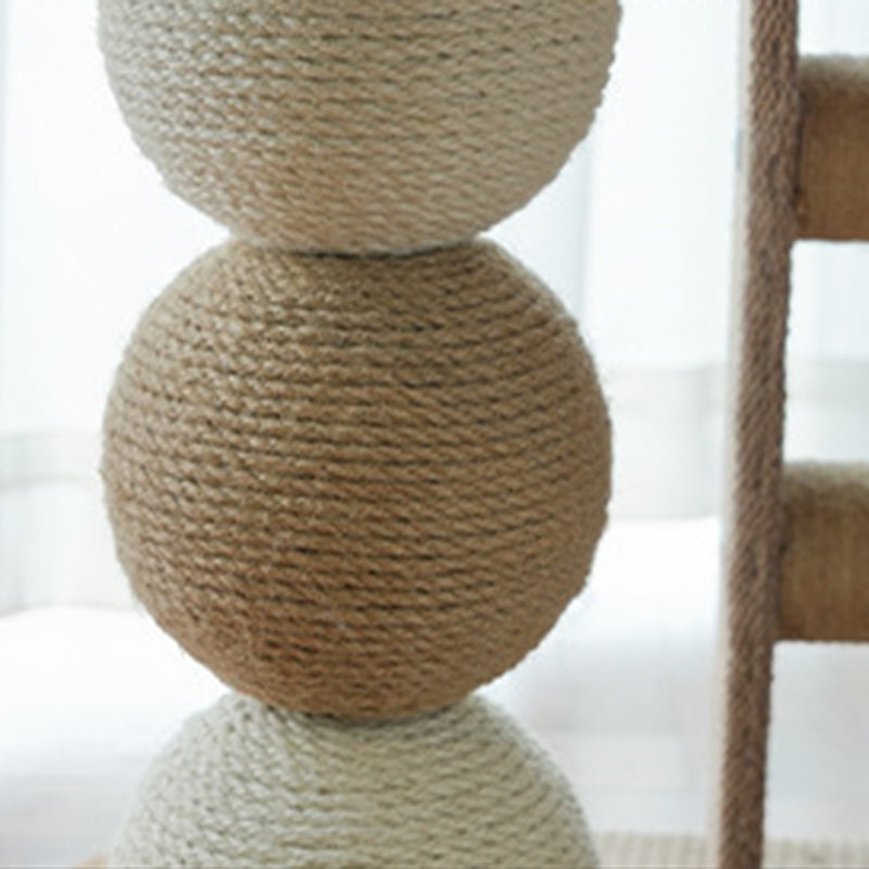 Contemporary Creative Rectangular Ladder Spherical Cylindrical Medium Density Fiberboard Hemp Rope Hemp Fabric Cooling Mat Cat Tree For Bedroom