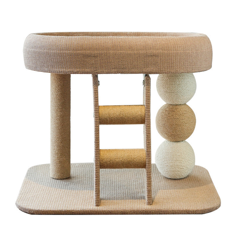 Contemporary Creative Rectangular Ladder Spherical Cylindrical Medium Density Fiberboard Hemp Rope Hemp Fabric Cooling Mat Cat Tree For Bedroom