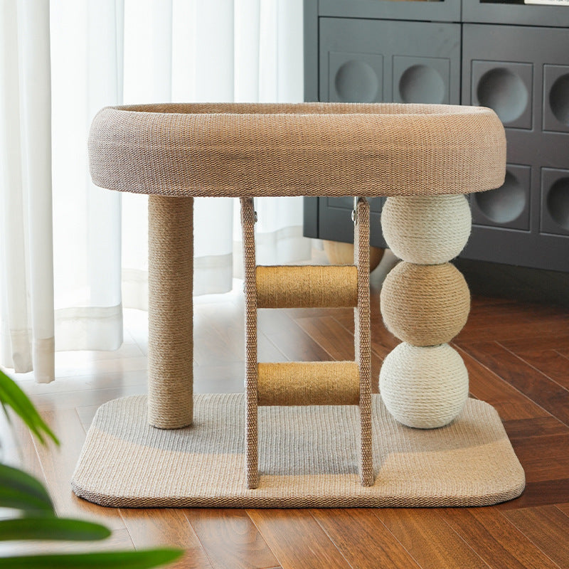 Contemporary Creative Rectangular Ladder Spherical Cylindrical Medium Density Fiberboard Hemp Rope Hemp Fabric Cooling Mat Cat Tree For Bedroom