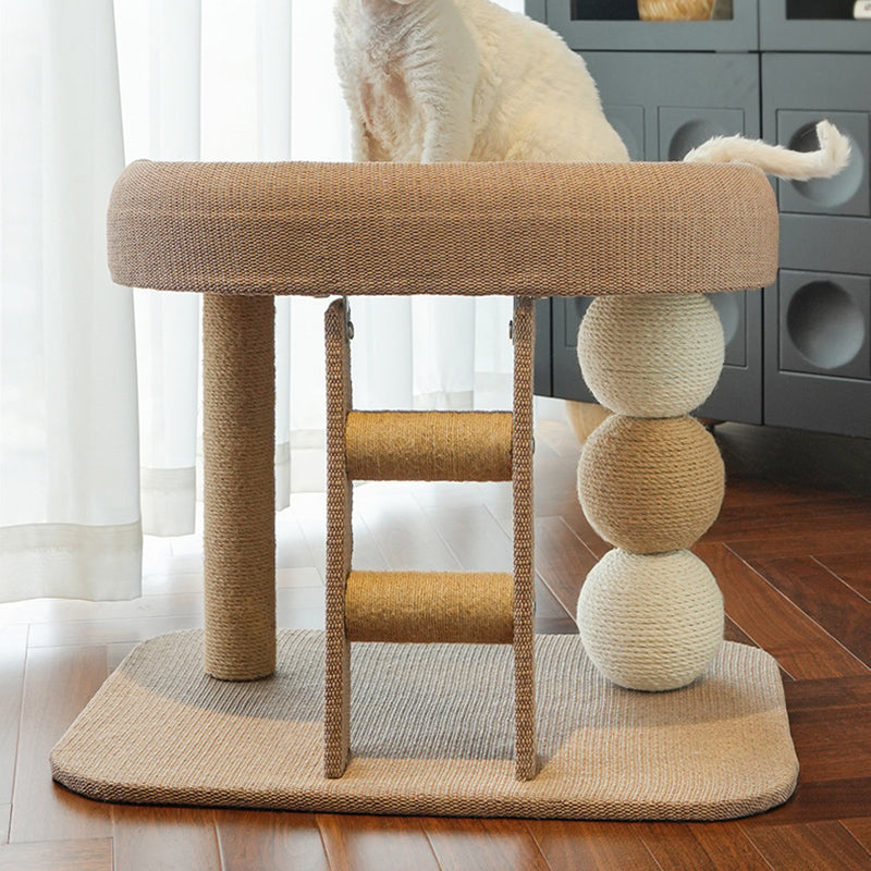 Contemporary Creative Rectangular Ladder Spherical Cylindrical Medium Density Fiberboard Hemp Rope Hemp Fabric Cooling Mat Cat Tree For Bedroom