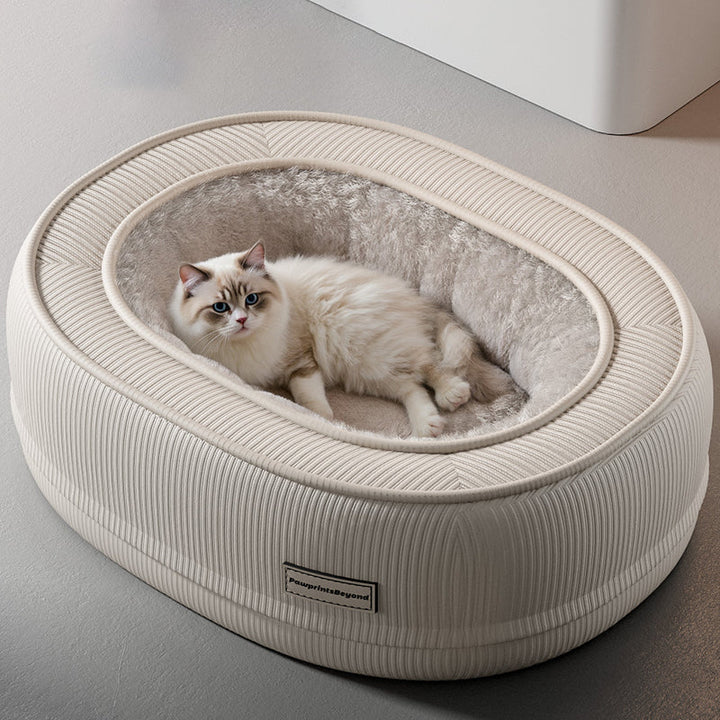 Modern Minimalist Oval Corduroy PP Cotton Thickened Dog Bed &amp; Cat Bed For Bedroom