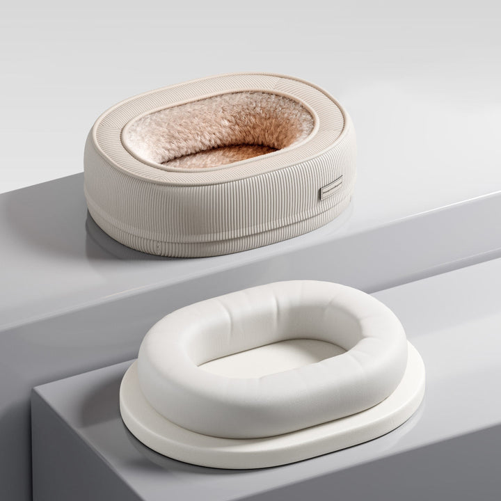 Modern Minimalist Oval Corduroy PP Cotton Thickened Dog Bed &amp; Cat Bed For Bedroom