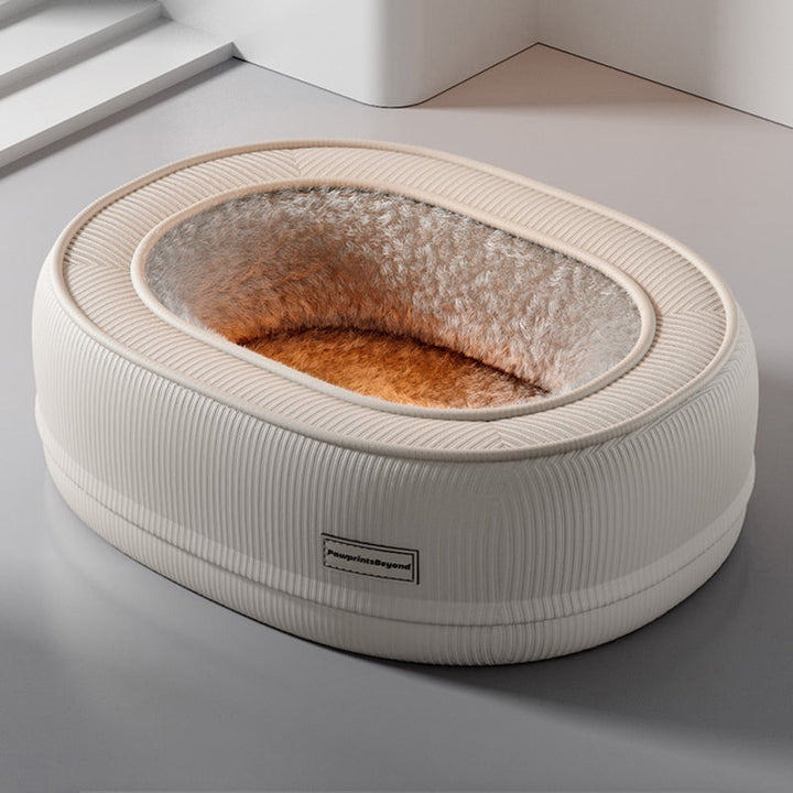 Modern Minimalist Oval Corduroy PP Cotton Thickened Dog Bed &amp; Cat Bed For Bedroom