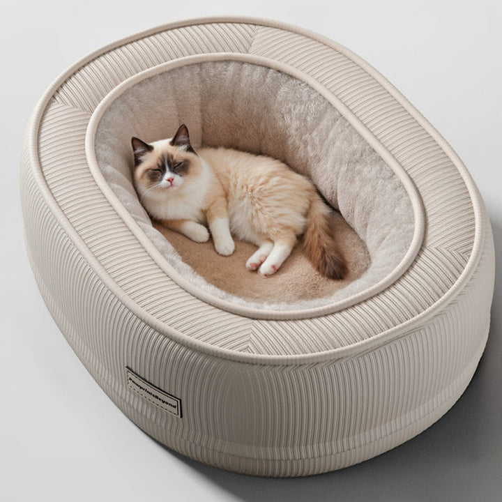 Modern Minimalist Oval Corduroy PP Cotton Thickened Dog Bed &amp; Cat Bed For Bedroom