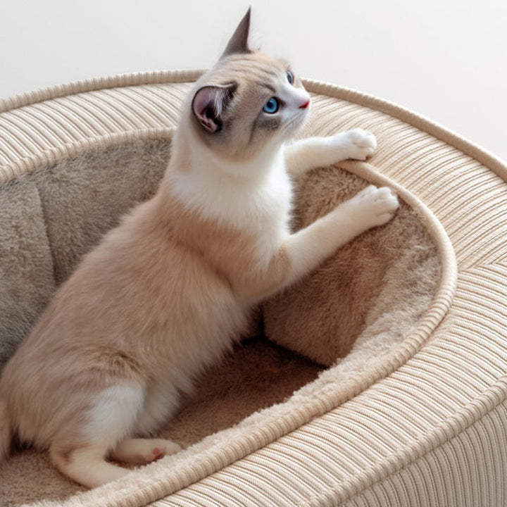 Modern Minimalist Oval Corduroy PP Cotton Thickened Dog Bed &amp; Cat Bed For Bedroom