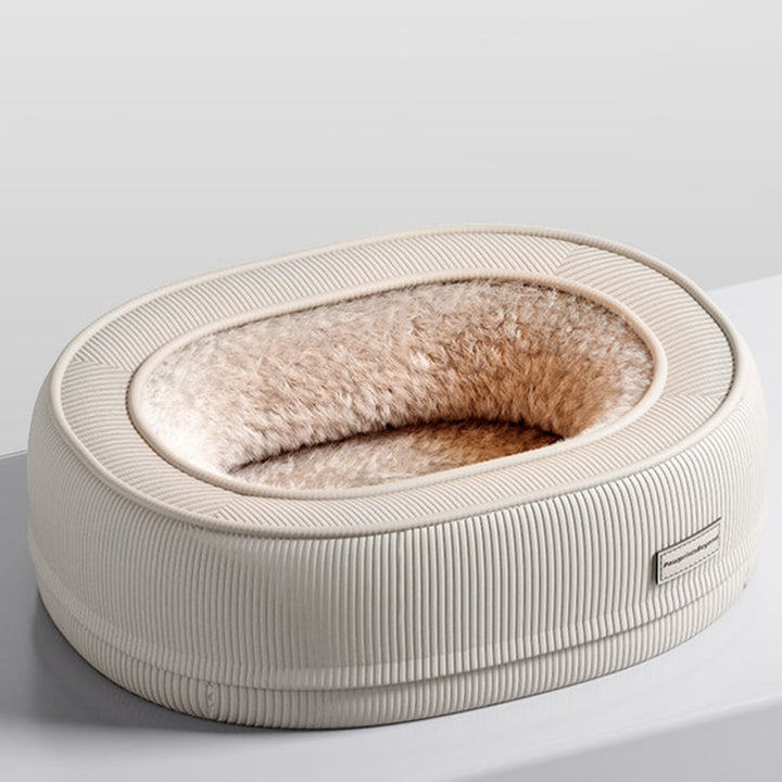 Modern Minimalist Oval Corduroy PP Cotton Thickened Dog Bed &amp; Cat Bed For Bedroom