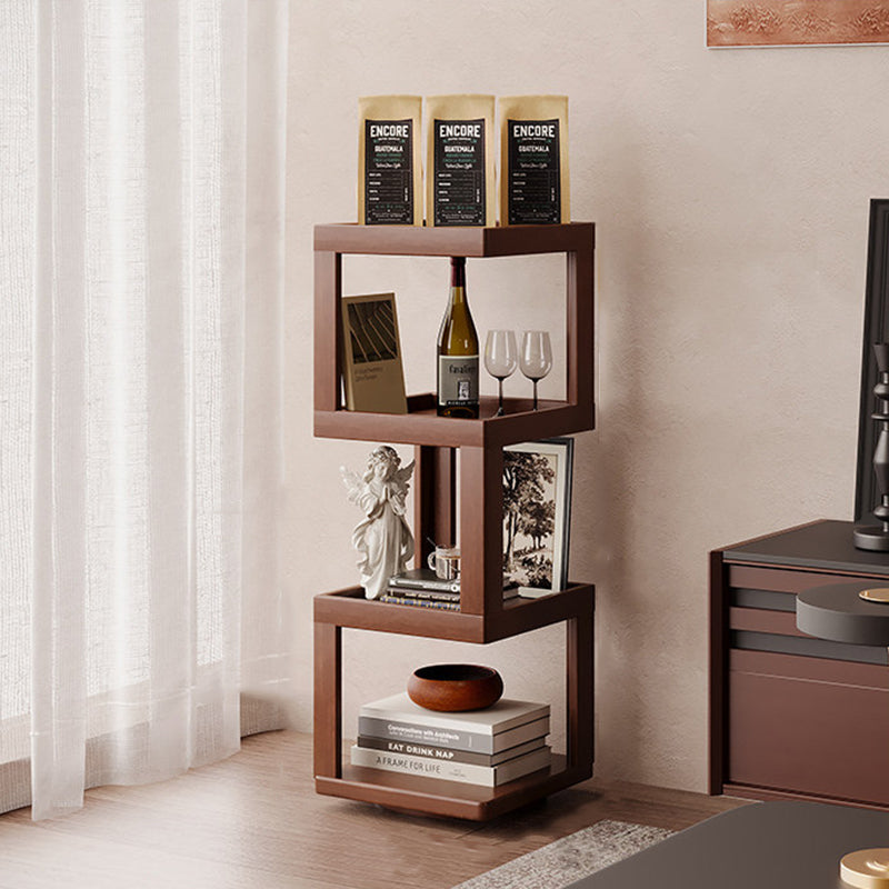 Contemporary Nordic Rectangular Bamboo Medium Density Fiberboard Rotatable Storage Shelf 3/4/5 Tier For Living Room