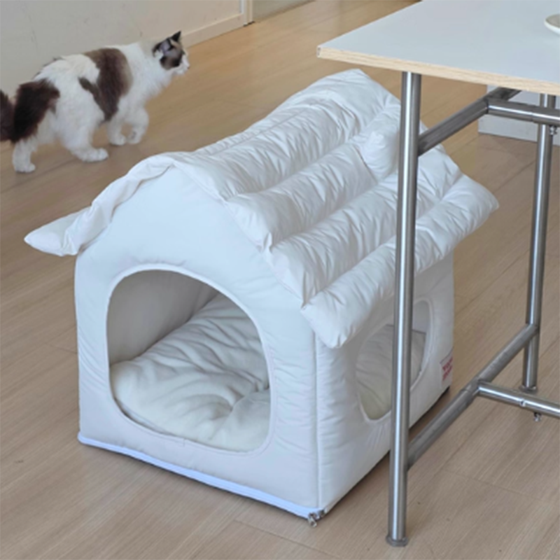 Modern Minimalist House Shaped Plastic Polyester Cotton PP Cotton Pet Waterproof Dog Bed Cat Bed For Bedroom