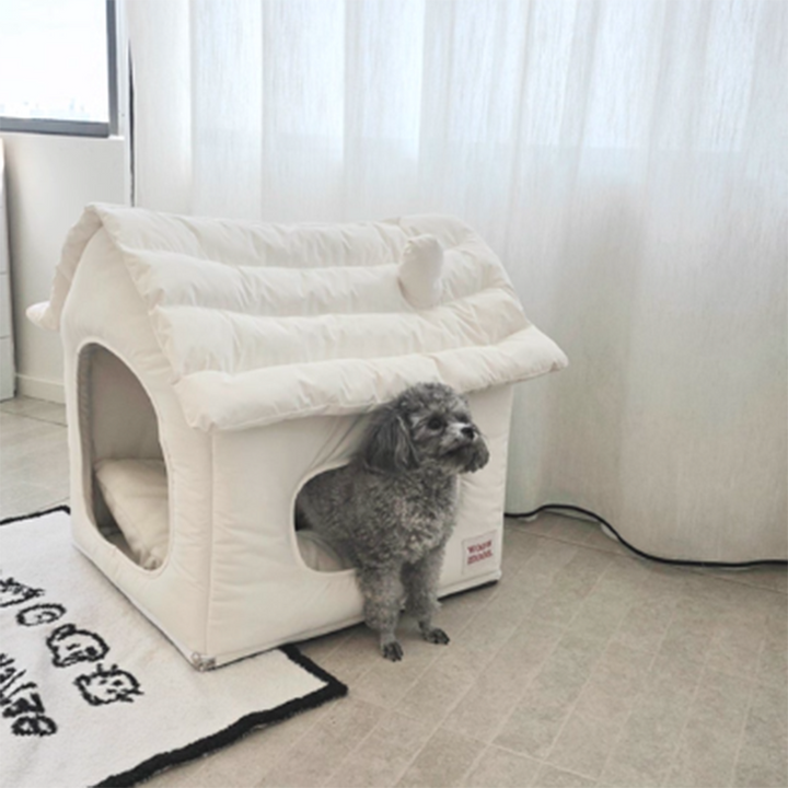 Modern Minimalist House Shaped Plastic Polyester Cotton PP Cotton Pet Waterproof Dog Bed Cat Bed For Bedroom
