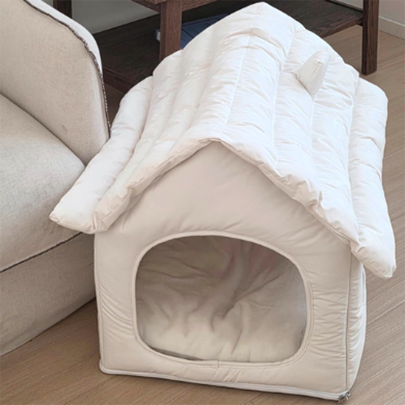 Modern Minimalist House Shaped Plastic Polyester Cotton PP Cotton Pet Waterproof Dog Bed Cat Bed For Bedroom