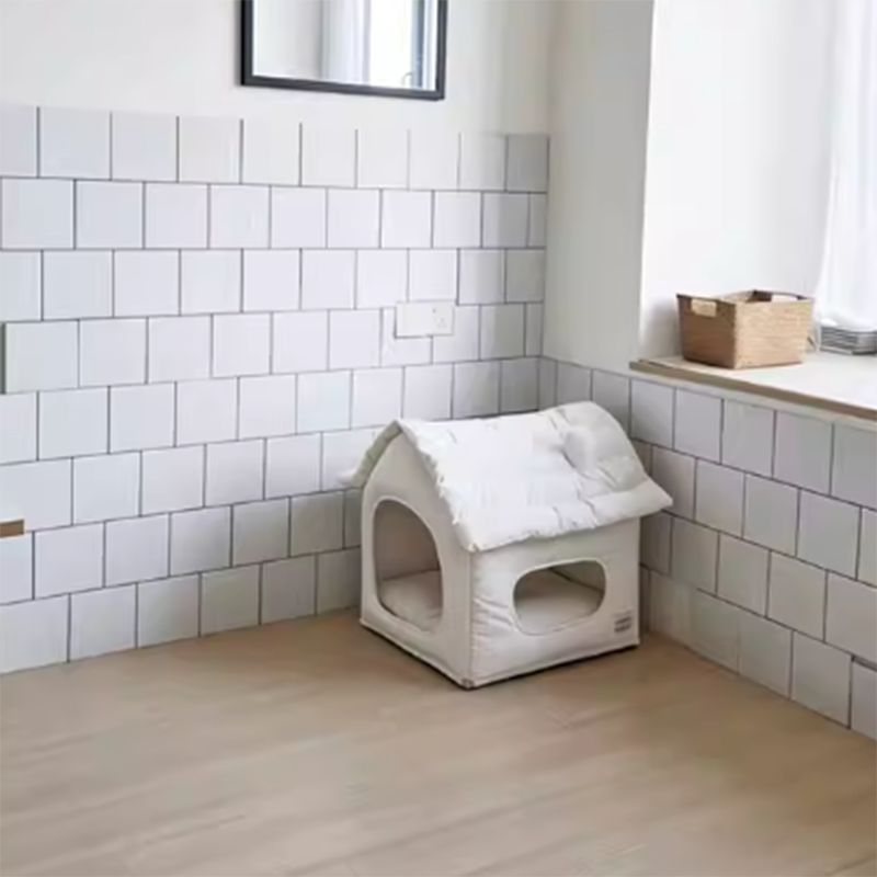 Modern Minimalist House Shaped Plastic Polyester Cotton PP Cotton Pet Waterproof Dog Bed Cat Bed For Bedroom
