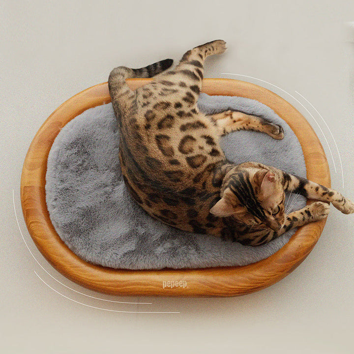 Modern Minimalist Oval Solid Wood Velvet Cat Claw Leather Pet Dog Bed &amp; Cat Bed For Bedroom