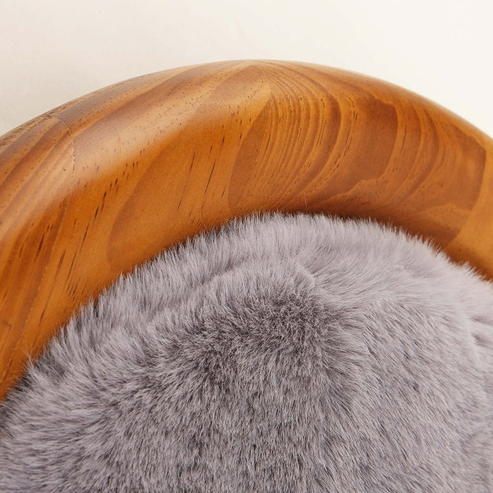 Modern Minimalist Oval Solid Wood Velvet Cat Claw Leather Pet Dog Bed &amp; Cat Bed For Bedroom