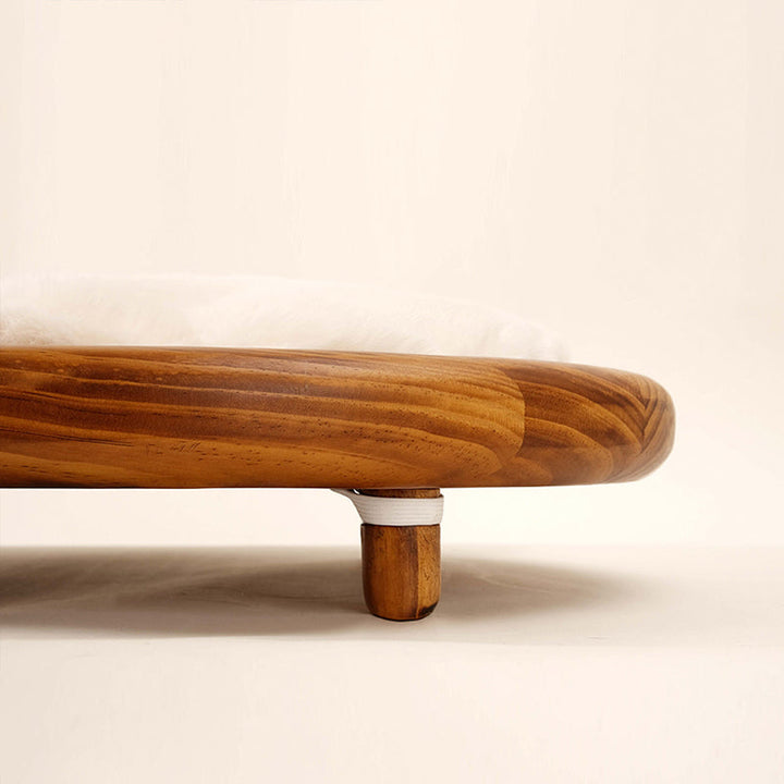 Modern Minimalist Oval Solid Wood Velvet Cat Claw Leather Pet Dog Bed &amp; Cat Bed For Bedroom