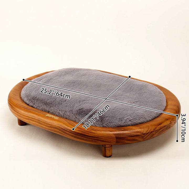 Modern Minimalist Oval Solid Wood Velvet Cat Claw Leather Pet Dog Bed &amp; Cat Bed For Bedroom