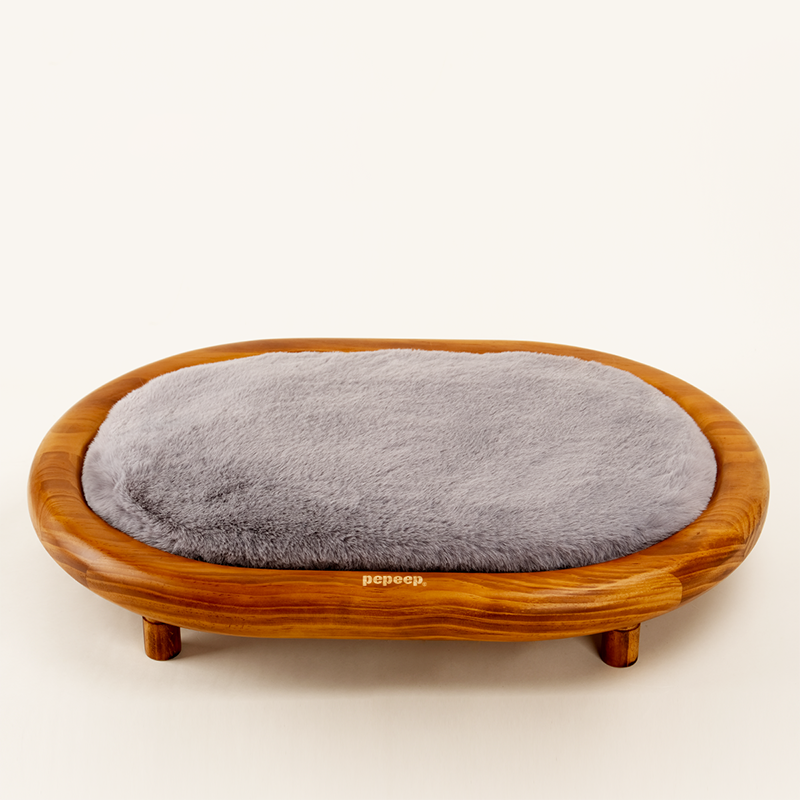 Modern Minimalist Oval Solid Wood Velvet Cat Claw Leather Pet Dog Bed &amp; Cat Bed For Bedroom