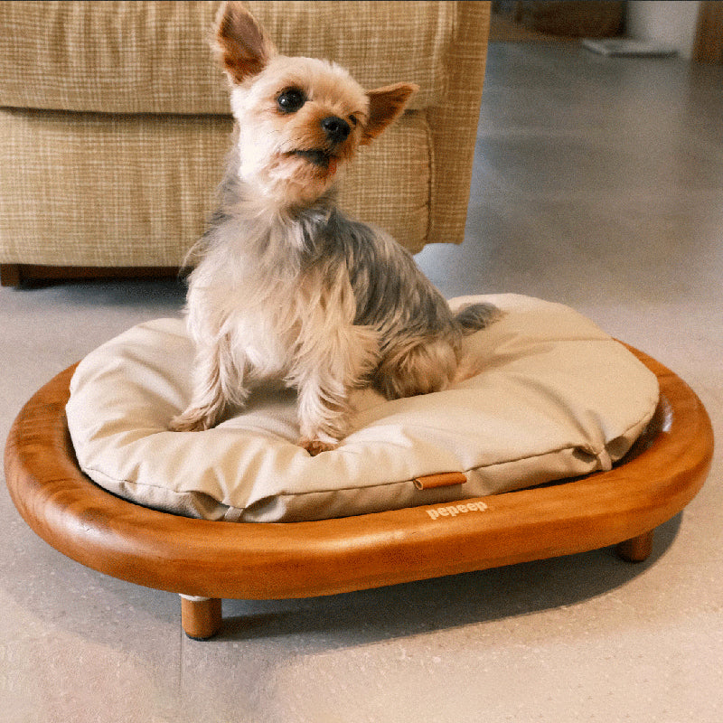 Modern Minimalist Oval Solid Wood Velvet Cat Claw Leather Pet Dog Bed &amp; Cat Bed For Bedroom