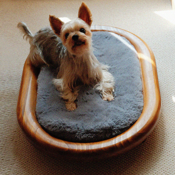 Modern Minimalist Oval Solid Wood Velvet Cat Claw Leather Pet Dog Bed &amp; Cat Bed For Bedroom