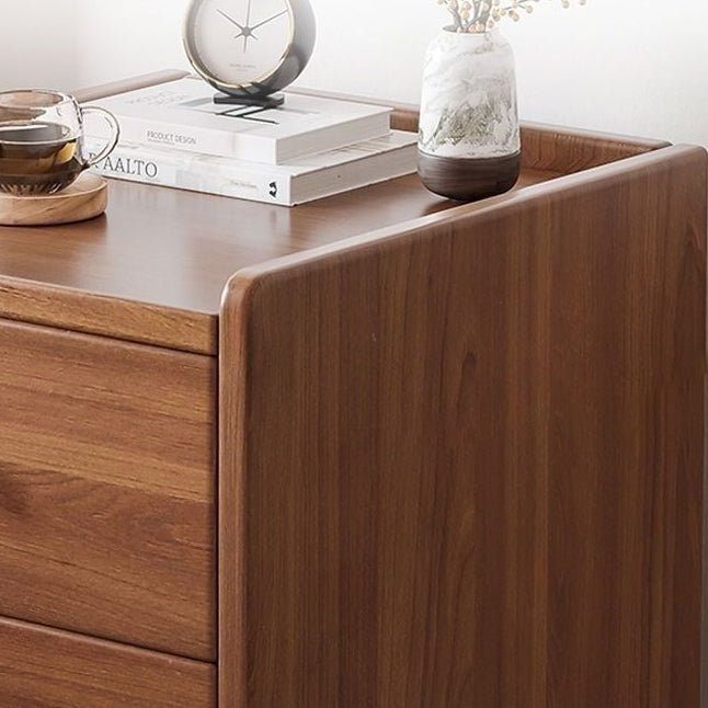 Modern Minimalist High-Density Engineered Wood Rectangular Nightstand 2-Drawer &amp; 2-Tier For Bedroom