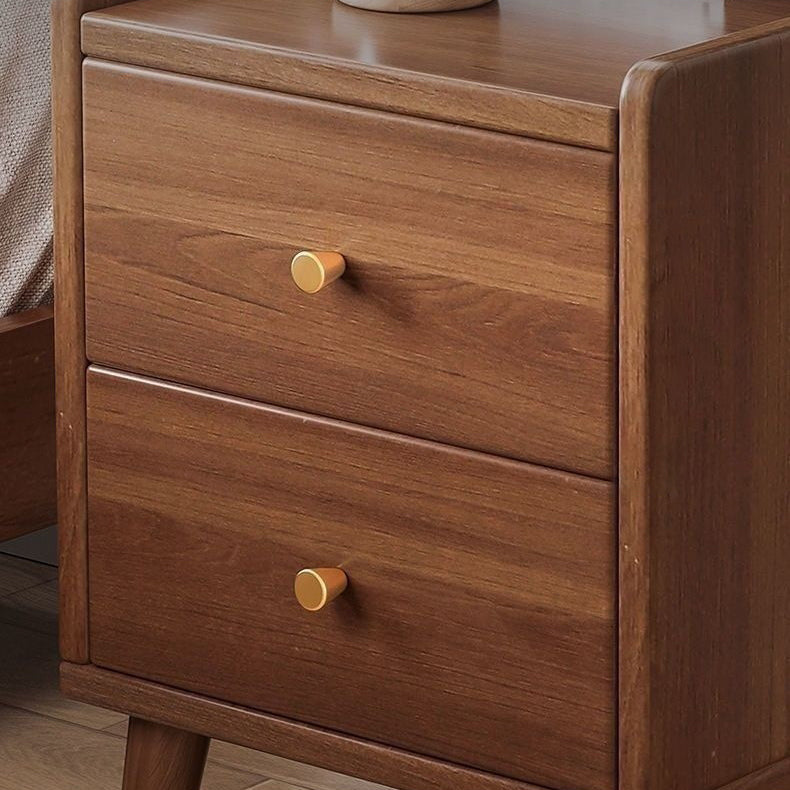 Modern Minimalist High-Density Engineered Wood Rectangular Nightstand 2-Drawer &amp; 2-Tier For Bedroom