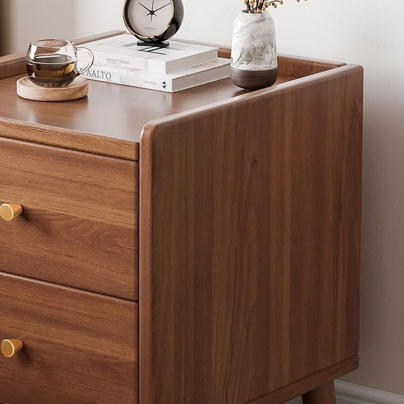 Modern Minimalist High-Density Engineered Wood Rectangular Nightstand 2-Drawer &amp; 2-Tier For Bedroom