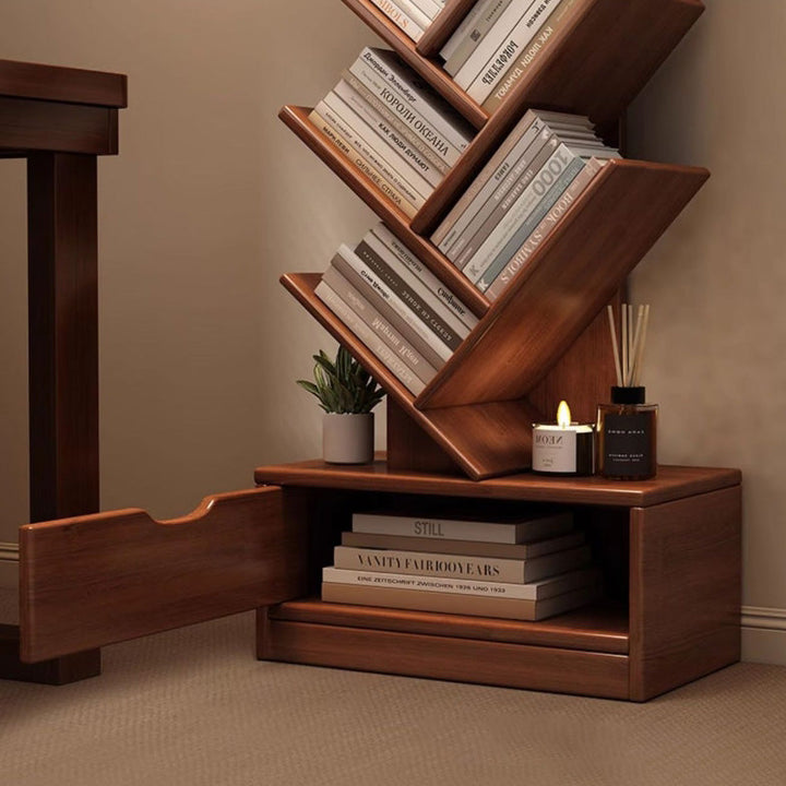 Contemporary Creative Eco-friendly Board Tree-Shaped Bookshelf With Drawer For Living Room