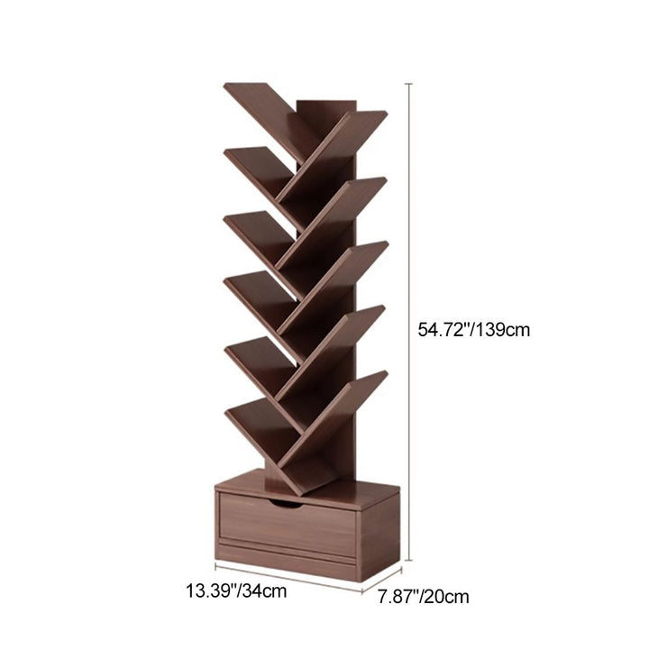 Contemporary Creative Eco-friendly Board Tree-Shaped Bookshelf With Drawer For Living Room