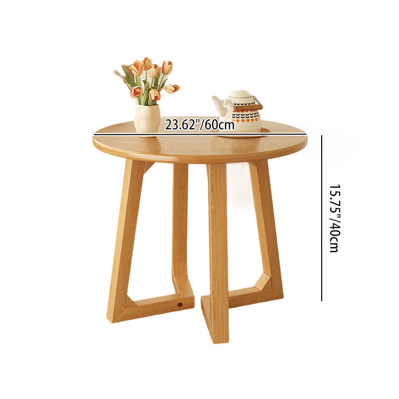 Contemporary Scandinavian Round Medium-Density Fiberboard Pine Solid Wood Coffee Table For Living Room