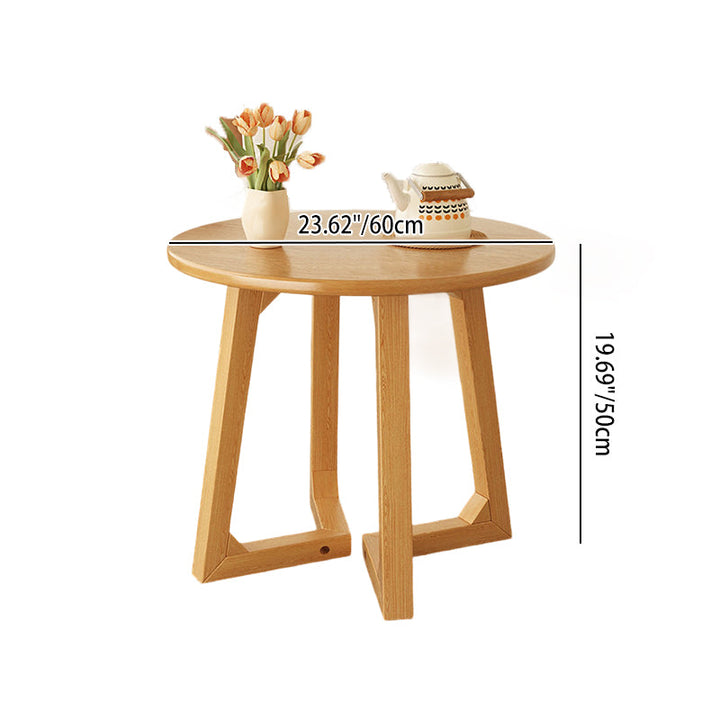 Contemporary Scandinavian Round Medium-Density Fiberboard Pine Solid Wood Coffee Table For Living Room